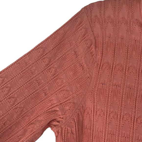 Pendleton Button Up Cardigan Sweater Pink Silk Nylon Cotton Petite Medium FLAW - Picture 4 of 11